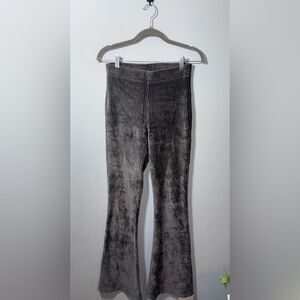 Aerie Groove-On Soft Velour Flare Pants Womens Gray High Waisted Active Lounge S
